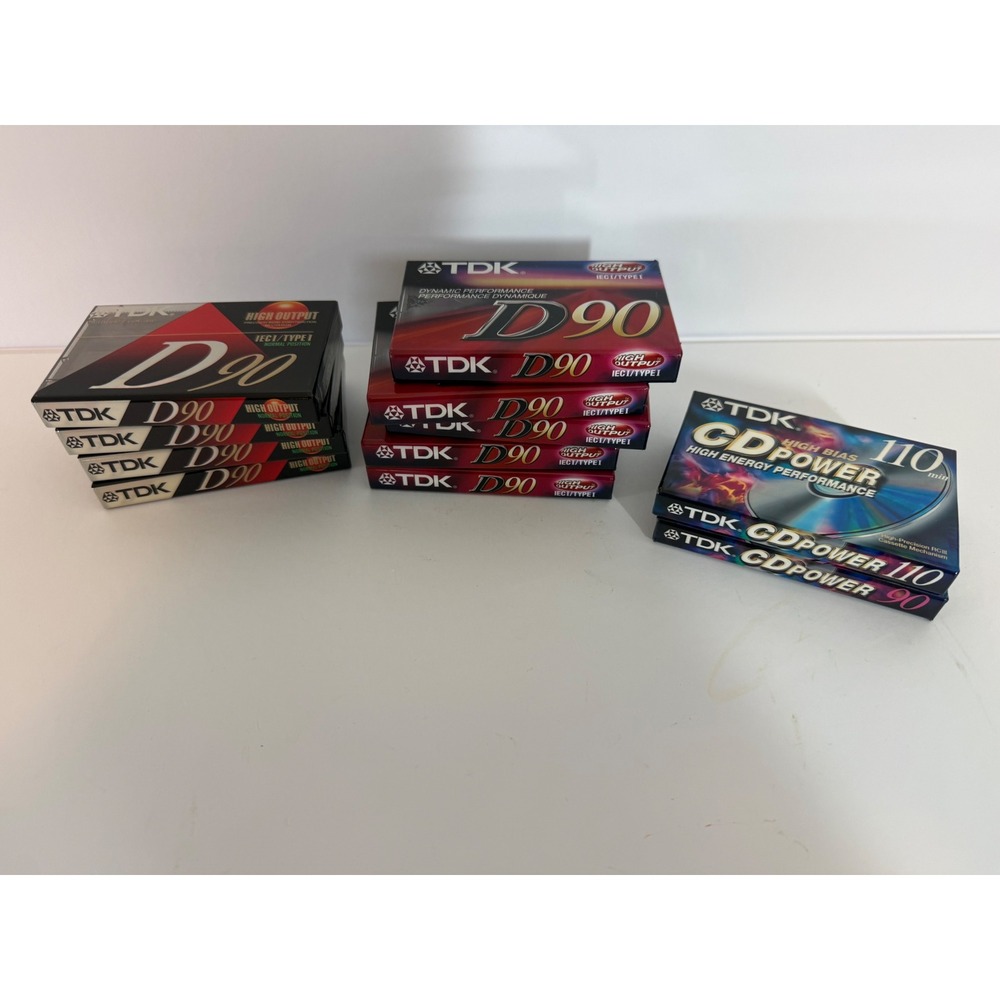 Lot of 11 TDK Blank Cassette Tapes D90 Normal Bias & CD Power High Bias Sealed